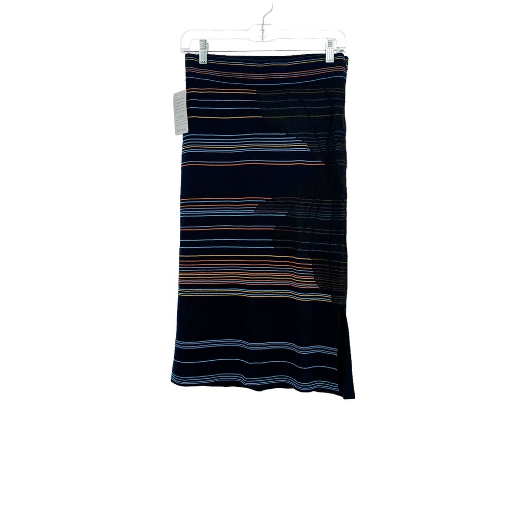 Akris Punto Matrix Flower Striped Knit Midi Skirt In Navy-Multi Size 6 NWT - Picture 7 of 12